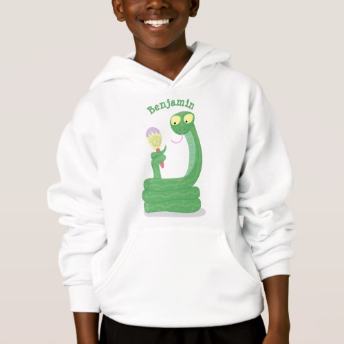 Funny green snake with maraca cartoon hoodie