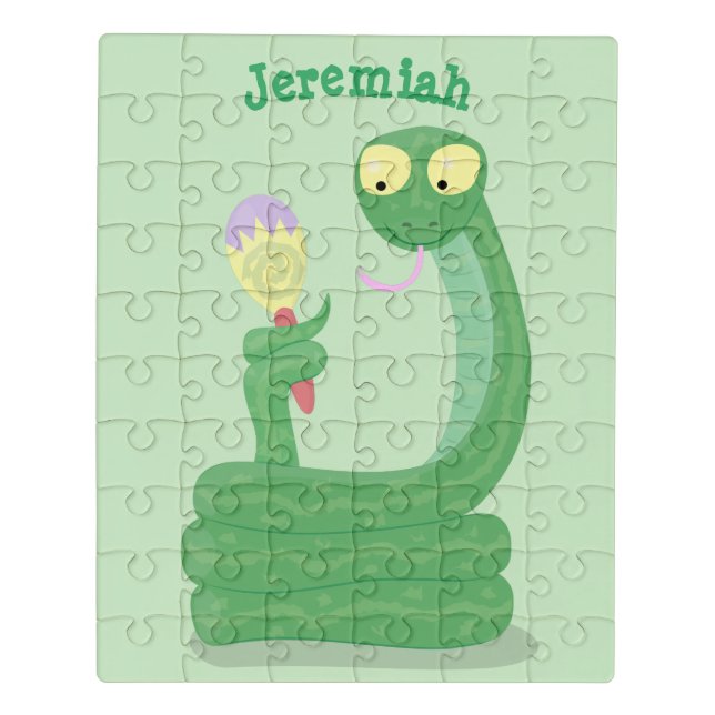 Funny green snake with maraca cartoon jigsaw puzzle (Puzzle Vertical)
