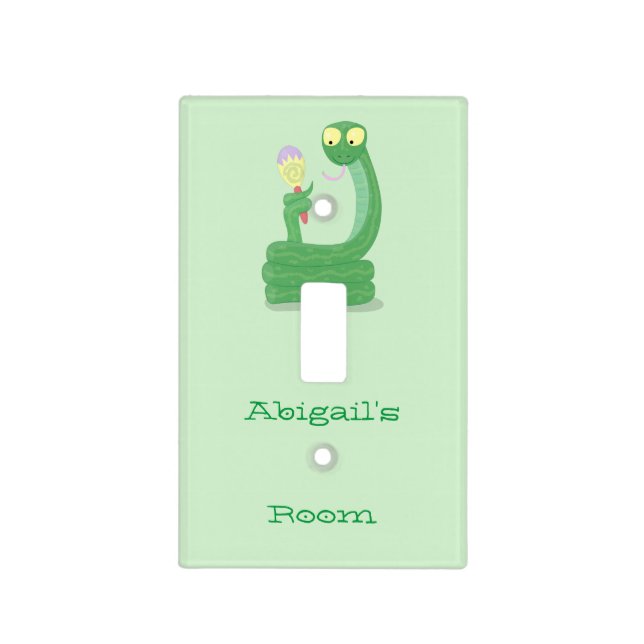 Funny green snake with maraca cartoon  light switch cover (Front)