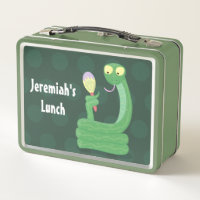 Colorful Snakes Python Reptile Pattern Monogram Metal Lunch Box