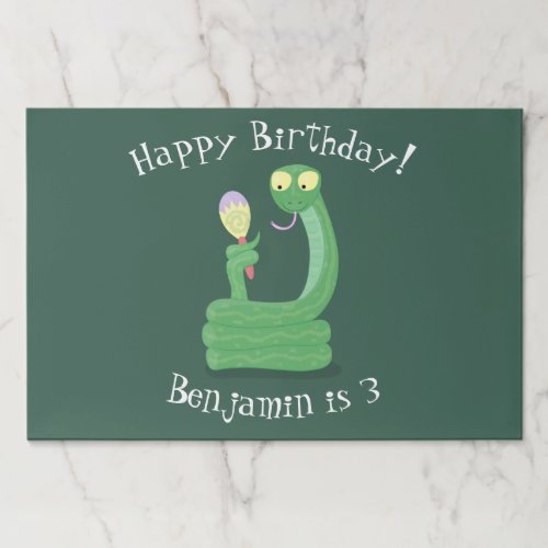 Funny green snake with maraca cartoon paper pad