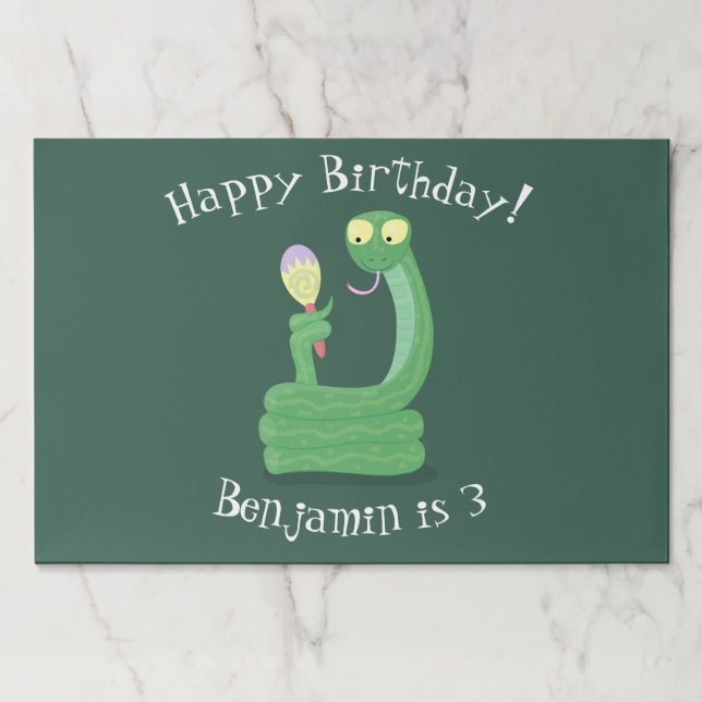 Funny green snake with maraca cartoon paper pad (Front)