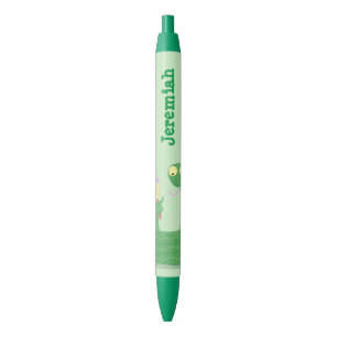Funny green snake with maraca cartoon pen