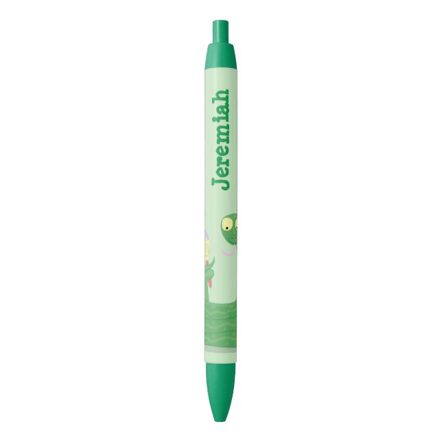Funny green snake with maraca cartoon pen (Front Vertical)