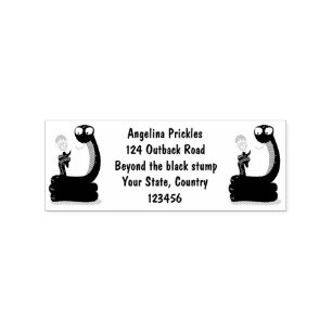 Funny green snake with maraca cartoon rubber stamp