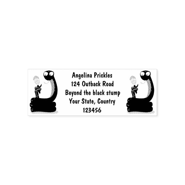 Funny green snake with maraca cartoon self-inking stamp (Design)