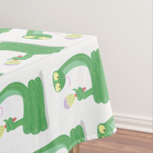 Funny green snake with maraca cartoon tablecloth