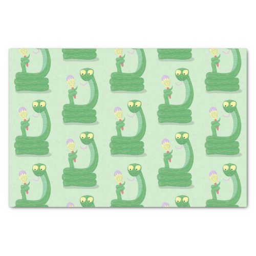 Funny green snake with maraca cartoon tissue paper