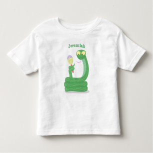Funny green snake with maraca cartoon toddler t-shirt