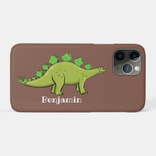 Funny green stegosaurus dinosaur cartoon iPhone 11 pro case