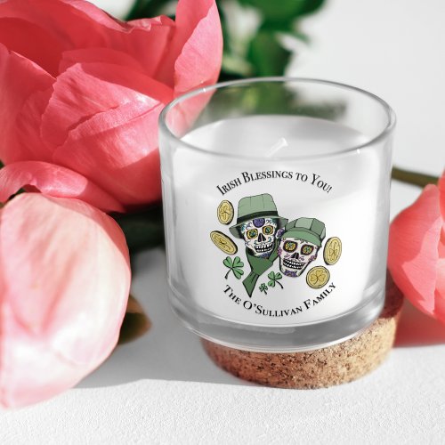 Funny Green Sugar Skull Irish Blessing St Patricks Scented Candle
