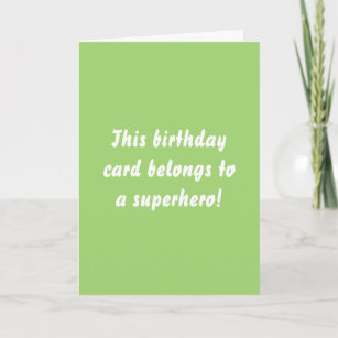 Funny Green Superhero Typography Birthday Card