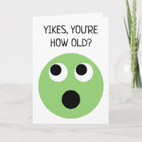 Funny Green Surprised Face Emoji Birthday