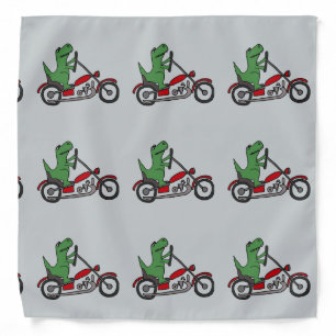 Funny Green T-rex Dinosaur on Motorcycle Bandana