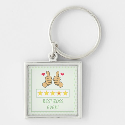 Funny Green Thumbs Up Best Boss Ever Keychain