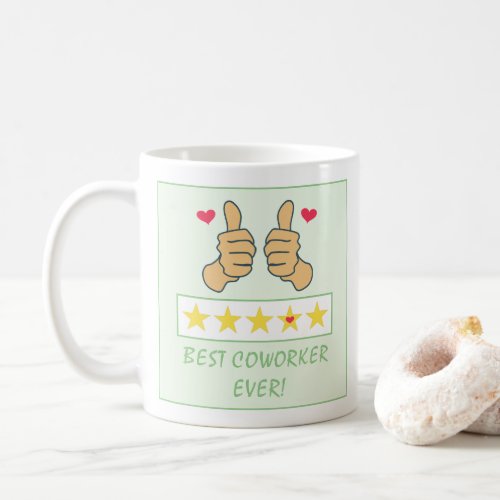 Funny Green Thumbs Up Best Coworker Ever  Coffee Mug