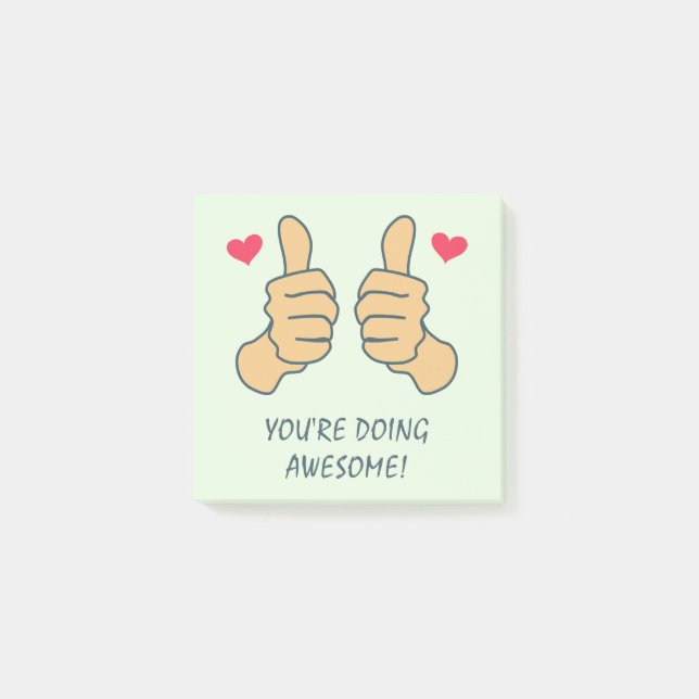 Funny Green Thumbs Up Doing Awesome Motivational Post-it Notes (Front)