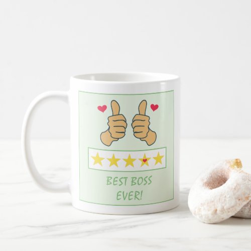 Funny Green Thumbs Up Five Star Best Boss Ever  Coffee Mug