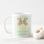 Funny Green Thumbs Up Five Star Rating Awesome   Coffee Mug