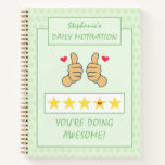 Funny Green Thumbs Up Five Star Rating   Notebook
