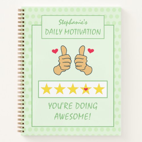 Funny Green Thumbs Up Five Star Rating   Notebook
