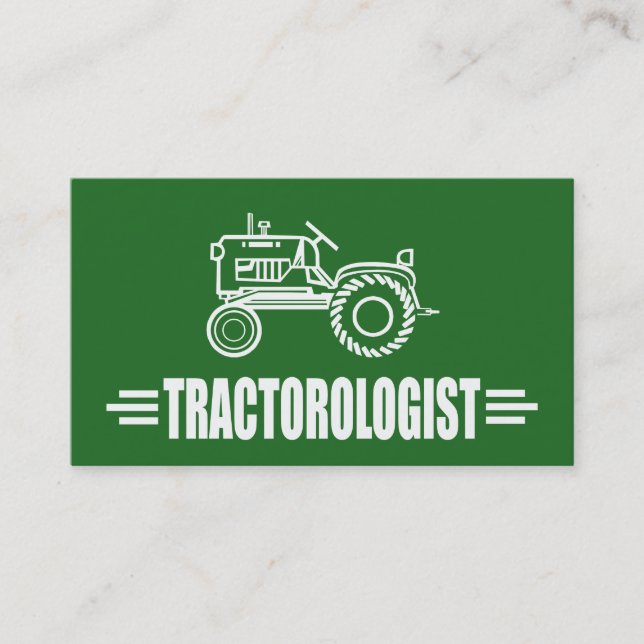 Funny Green Tractor Tractorologist Humorous Business Card (Front)