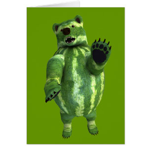 Funny Green Watermelons Bear Cards