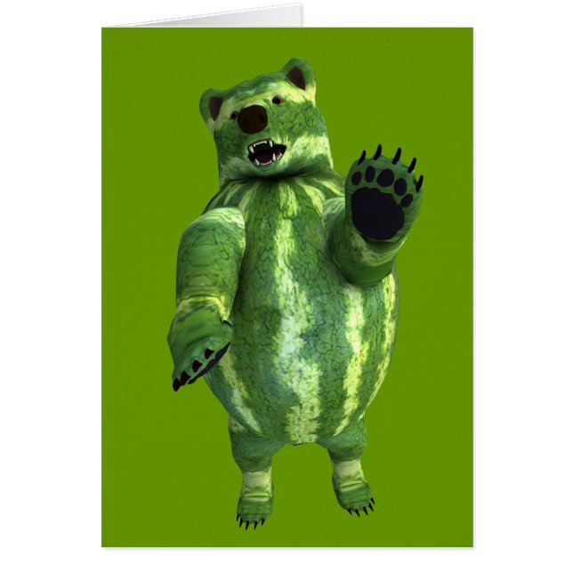Funny Green Watermelons Bear Cards (Front)