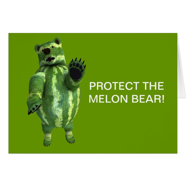 Funny Green Watermelons Bear Cards (Front Horizontal)