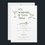Funny Green Weenies & Tinis Martini Birthday Party Invitation<br><div class="desc">Choose this hilarious Funny Green Weenies & Tinis Martini Birthday Party Invitation template featuring a hand-drawn Martini glass and a pack of wieners! This is the perfect invitation for a great bridal shower, bachelorette, or birthday party! Customize the design with your party details and order your invitations and party supplies...</div>