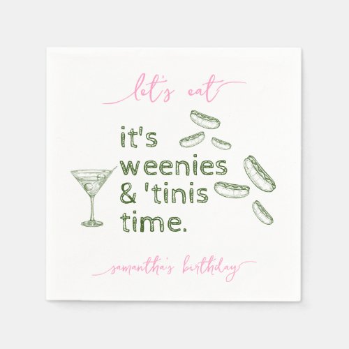 Funny Green Weenies  Tinis Martini Birthday Party Napkins