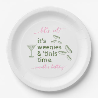 Funny Green Weenies & Tinis Martini Birthday Party Paper Plates