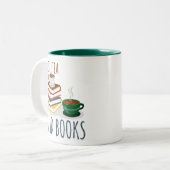 Funny Green White Mug - Drink Tea And Reads Book (Front Left)