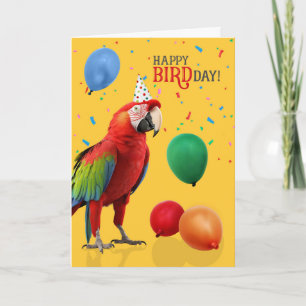 Funny Green Winged Macaw Parrot Birthday Card