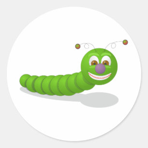 funny green worm classic round sticker