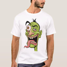 Funny Green Zombie Caricature T-Shirt