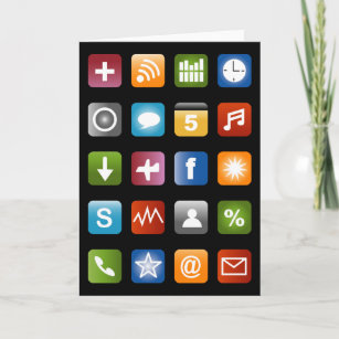 Funny greeting card with social media app icons