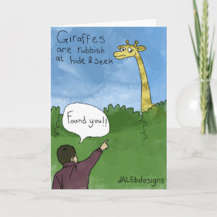 Funny Greetings Card - 'Giraffe; Hide and seek'