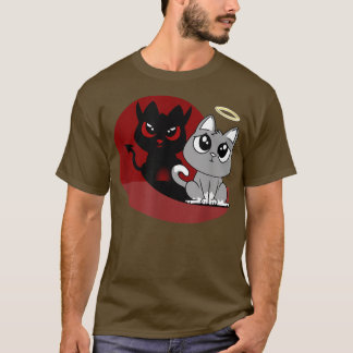 Funny Grey Cat Devil Angel Bad Cat Evil Shadow Dia T-Shirt