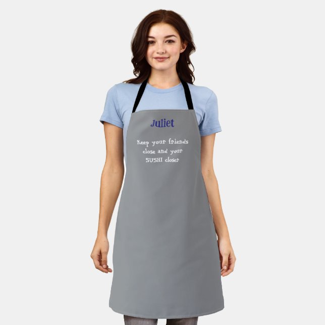 Funny Grey Keep Your Friends Close Apron (Worn)