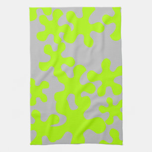 Funny grey neon green slime pattern modern kitchen towel