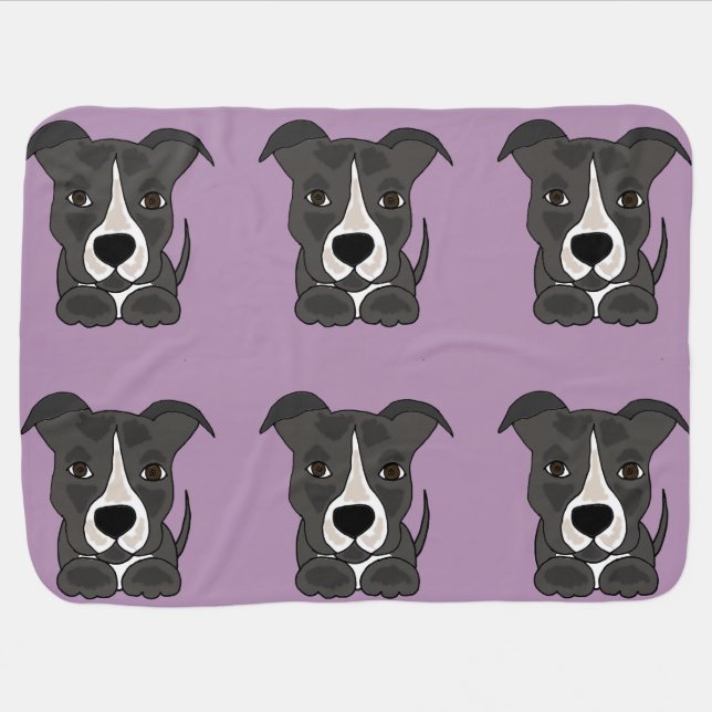 Funny Grey Pitbull Puppy Dog Swaddle Blanket (Horizontal)