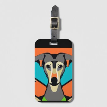 Funny Greyhound Dog Abstract Art Luggage Tag by Petspower at Zazzle