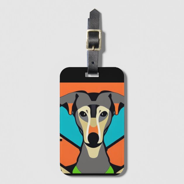 Funny Greyhound Dog Abstract Art Luggage Tag Zazzle