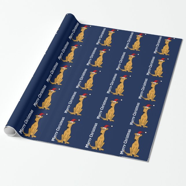 Funny Greyhound Dog Christmas Wrapping Paper (Unrolled)