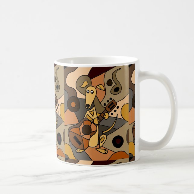 Funny Greyhound Dog Playing Guitar Abstract Coffee Mug (Right)