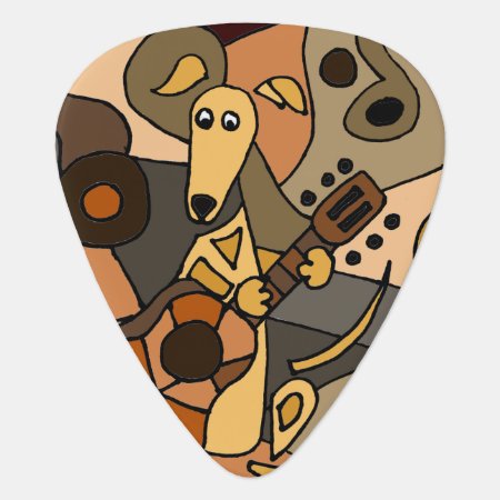 Funny Greyhound Dog Playing Guitar Art Guitar Pick