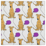 Funny Greyhound Dog with Purple Balloon Fabric