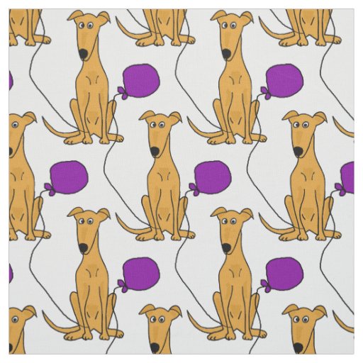 Funny Greyhound Dog with Purple Balloon Fabric