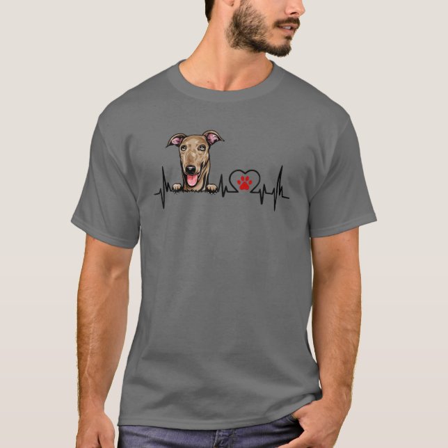 Funny Greyhound Heartbeat Dog Lover T-Shirt (Front)